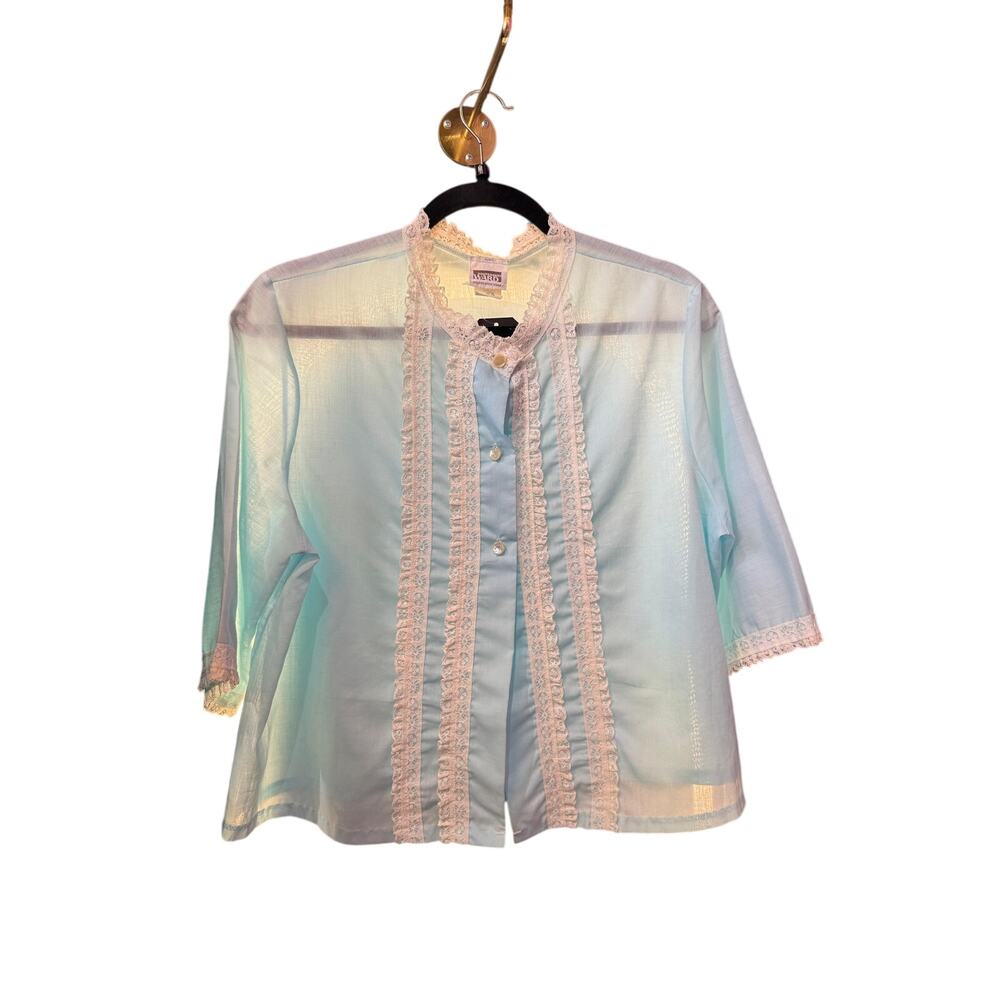 Vintage 1950's Montgomery Ward Short Sleeve Lace Trimmed Night Shirt M